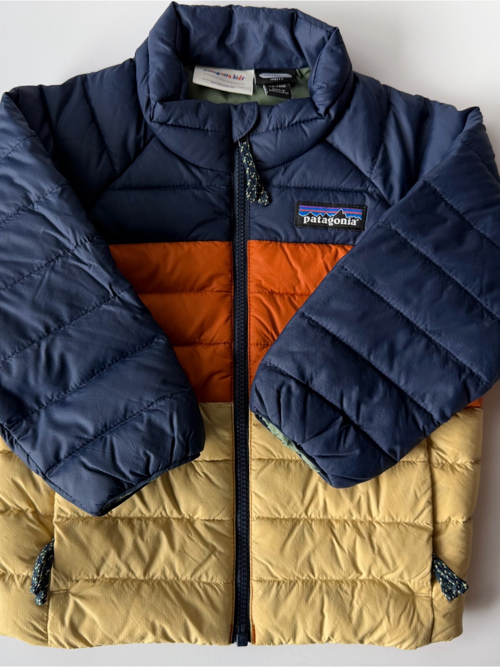 Patagonia Kids Baby Down Sweater Jacket Colorblock sz 12 - 18 months